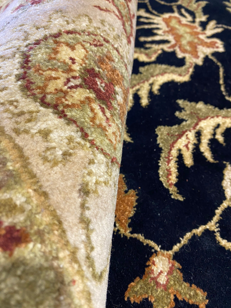 8 x 10.1 QUALITY Dense Natural Wool Handmade Rug BLACK SAGE GREEN #F-6510