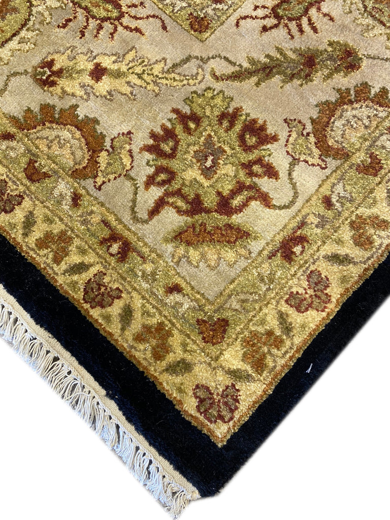 8 x 10.1 QUALITY Dense Natural Wool Handmade Rug BLACK SAGE GREEN #F-6510