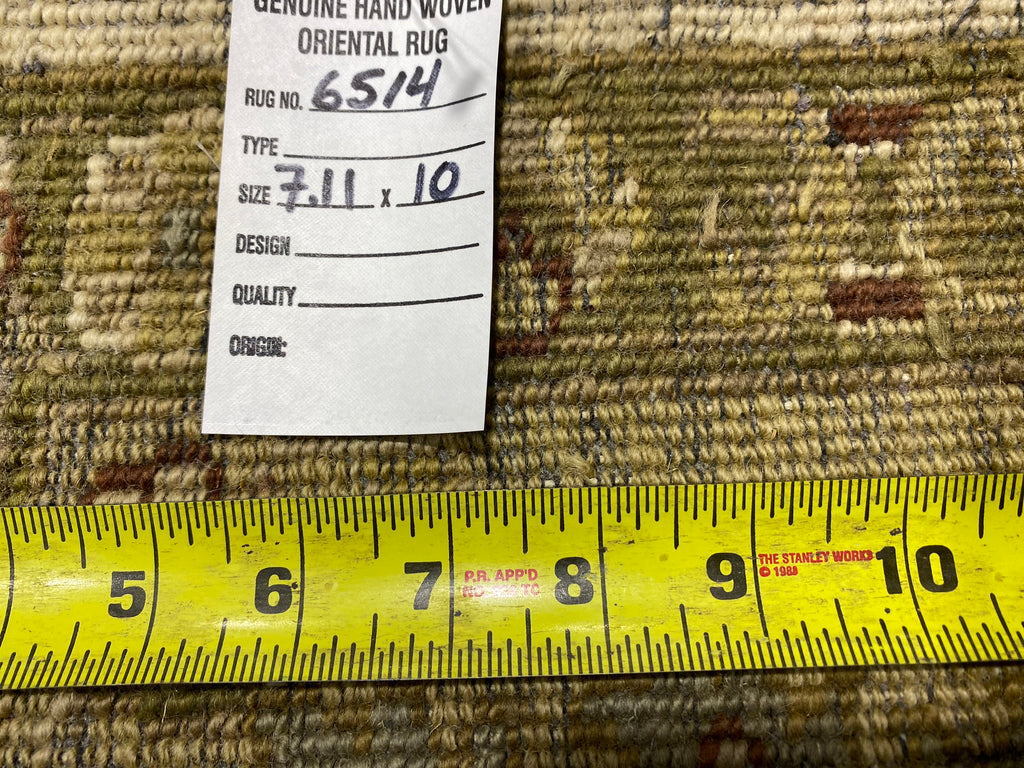 7.11 x 10 QUALITY Natural Wool Agra Rug IVORY GREEN #F-6514