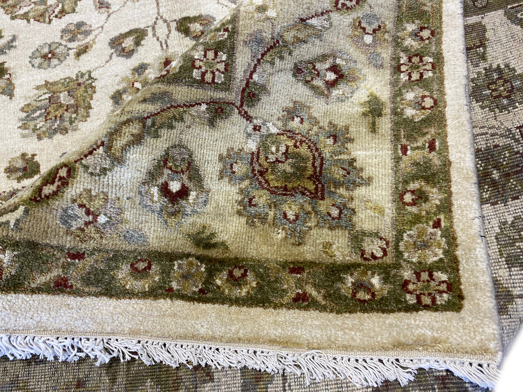 7.11 x 10 QUALITY Natural Wool Agra Rug IVORY GREEN #F-6514