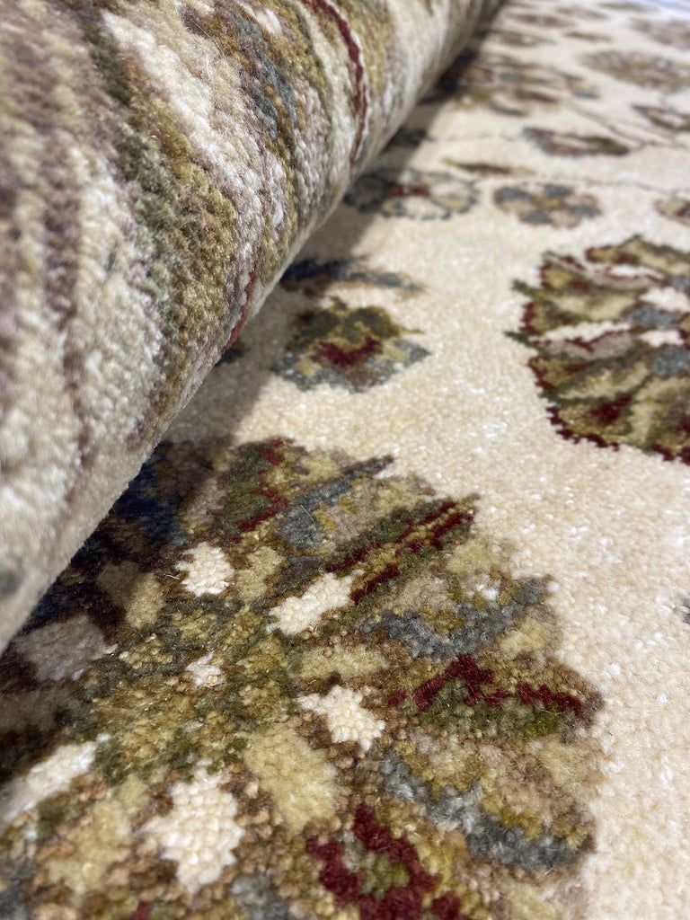 7.11 x 10 QUALITY Natural Wool Agra Rug IVORY GREEN #F-6514