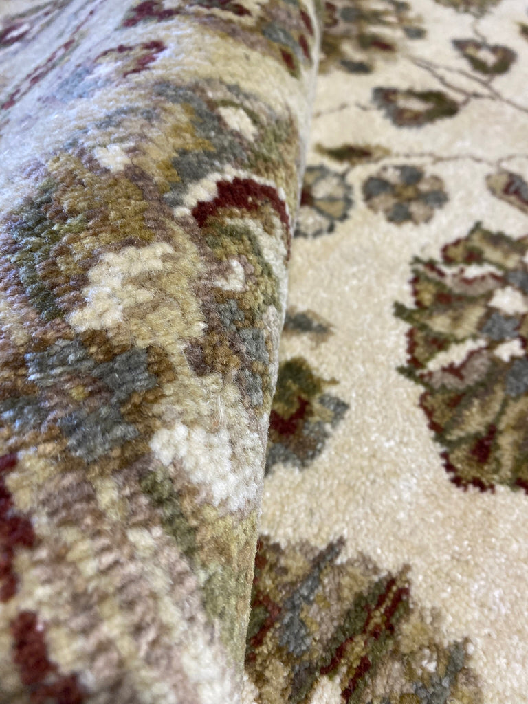 7.11 x 10 QUALITY Natural Wool Agra Rug IVORY GREEN #F-6514