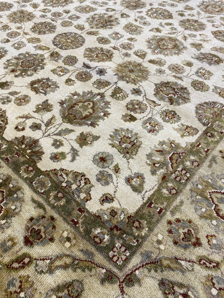 7.11 x 10 QUALITY Natural Wool Agra Rug IVORY GREEN #F-6514