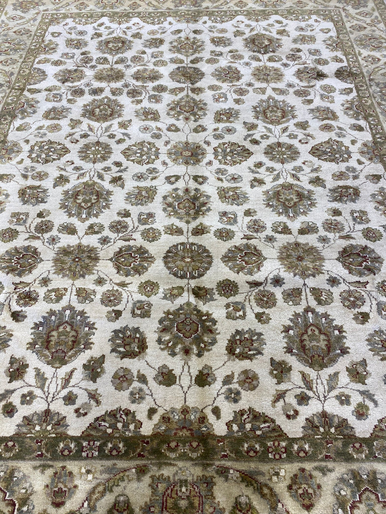 7.11 x 10 QUALITY Natural Wool Agra Rug IVORY GREEN #F-6514