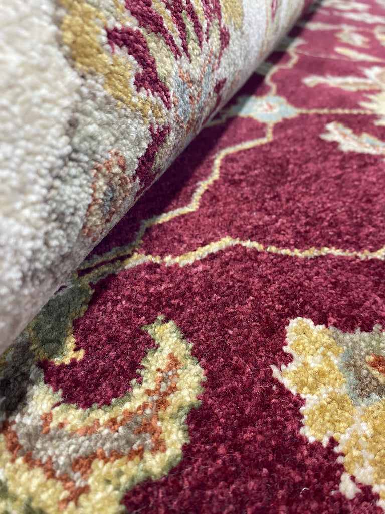 8 x 10 QUALITY Agra RUG Natural Wool WINE BURGUNDY #F-6516