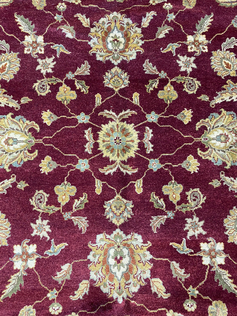 8 x 10 QUALITY Agra RUG Natural Wool WINE BURGUNDY #F-6516