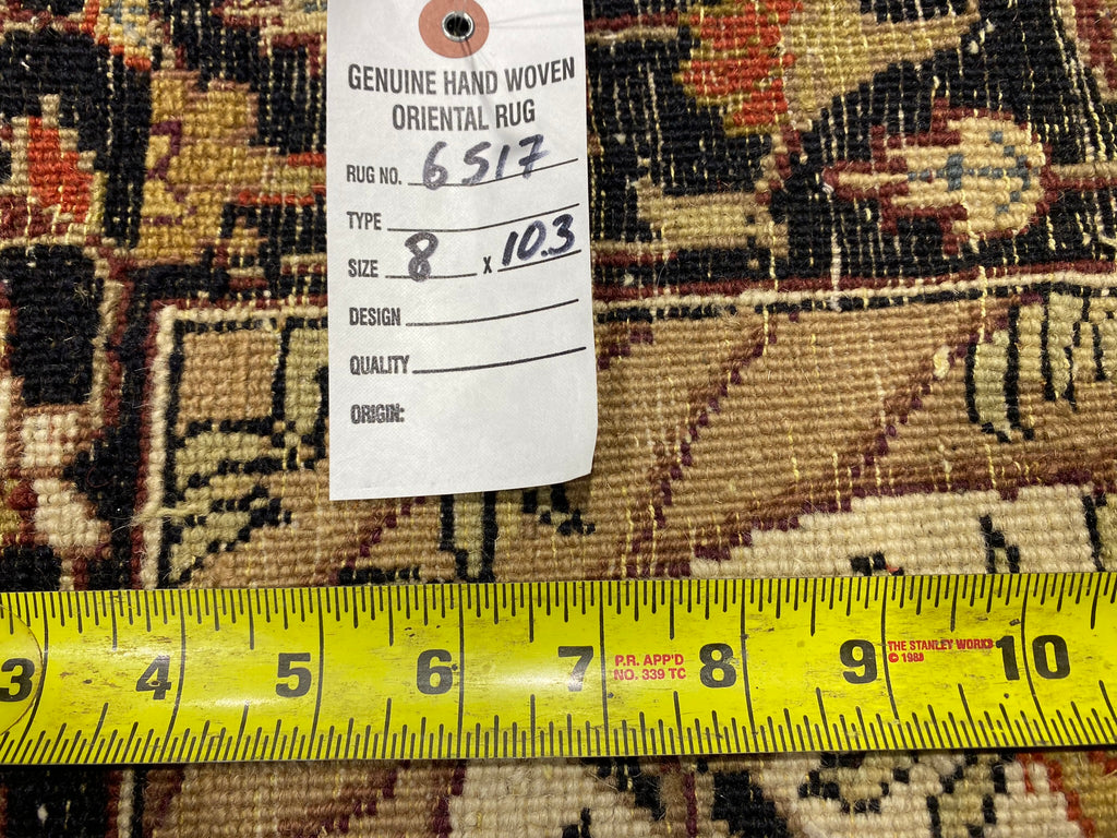 8 x 10.3 QUALITY AGRA RUG William Morris BLACK #F-6517