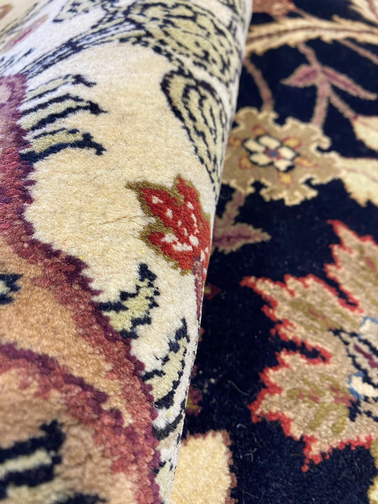 8 x 10.3 QUALITY AGRA RUG William Morris BLACK #F-6517