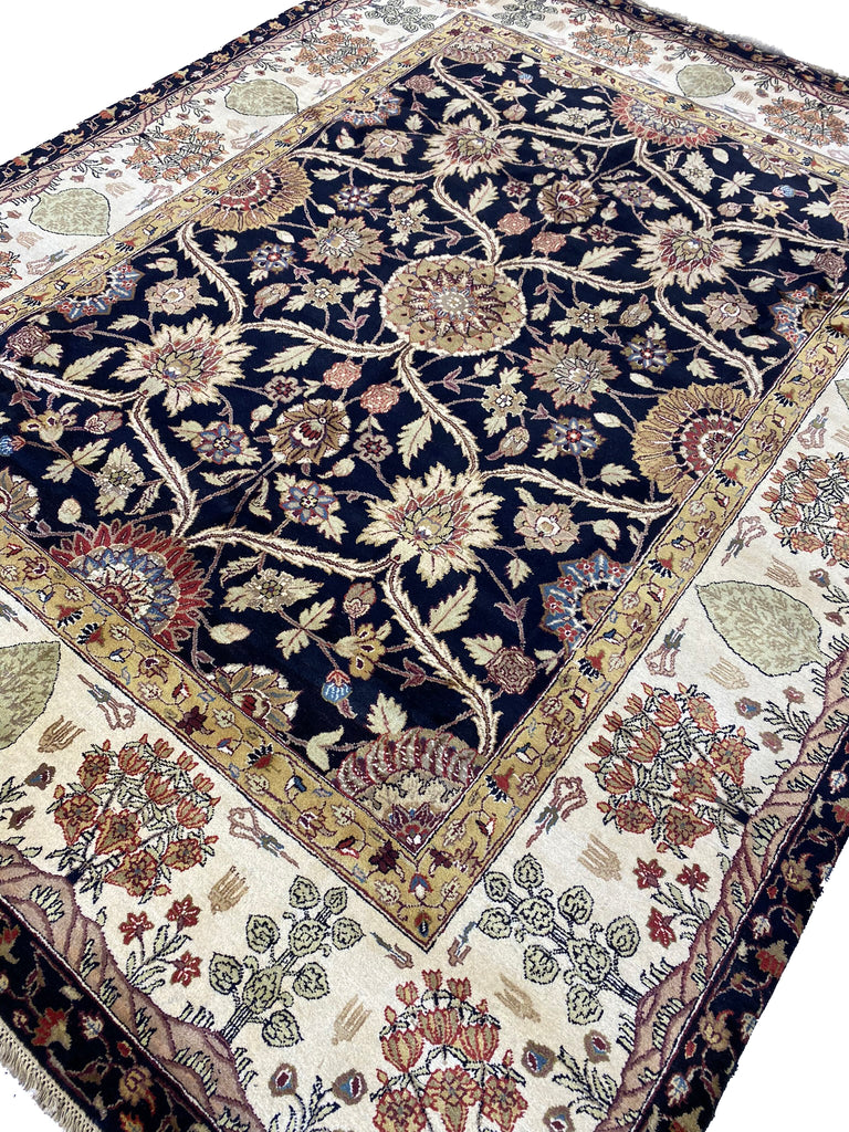 8 x 10.3 QUALITY AGRA RUG William Morris BLACK #F-6517