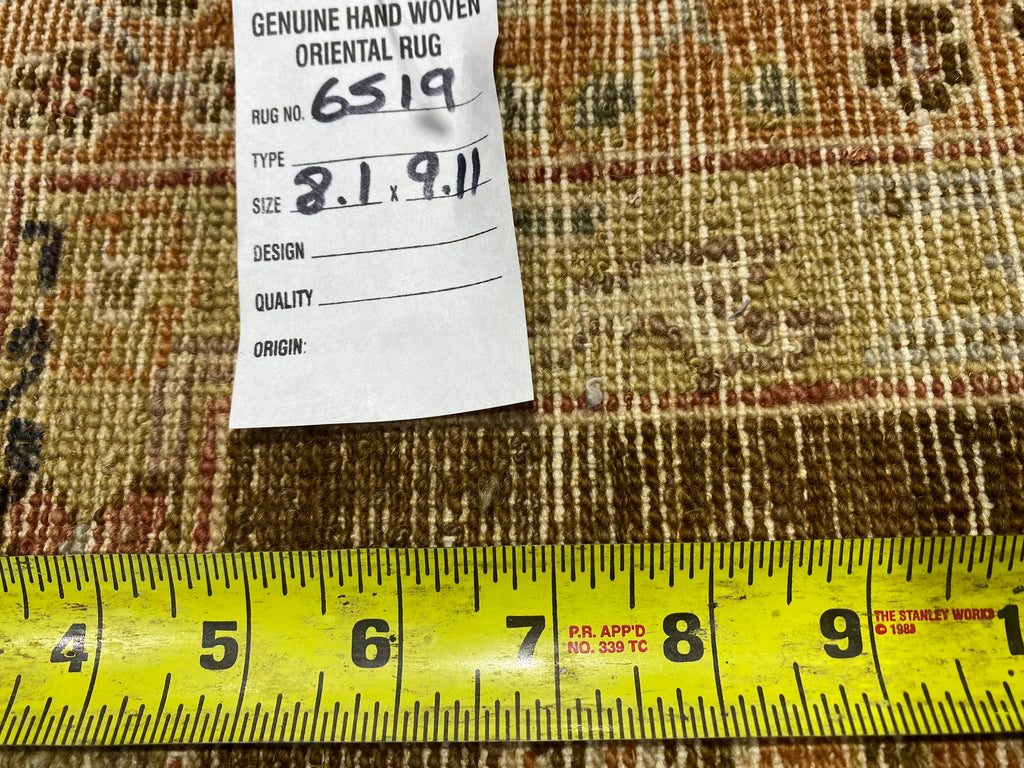 8.1 x 10.0 Nice Quality Wool Agra Rug RUST BROWN #F-6519