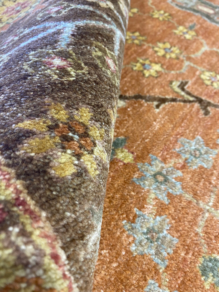 8.1 x 10.0 Nice Quality Wool Agra Rug RUST BROWN #F-6519