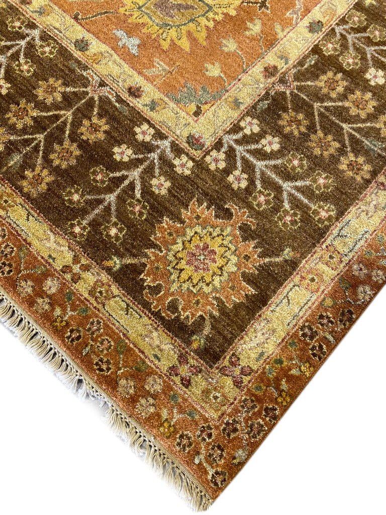 8.1 x 10.0 Nice Quality Wool Agra Rug RUST BROWN #F-6519