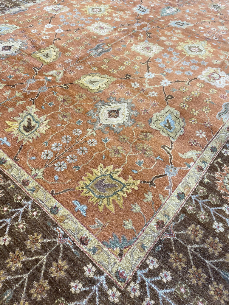 8.1 x 10.0 Nice Quality Wool Agra Rug RUST BROWN #F-6519