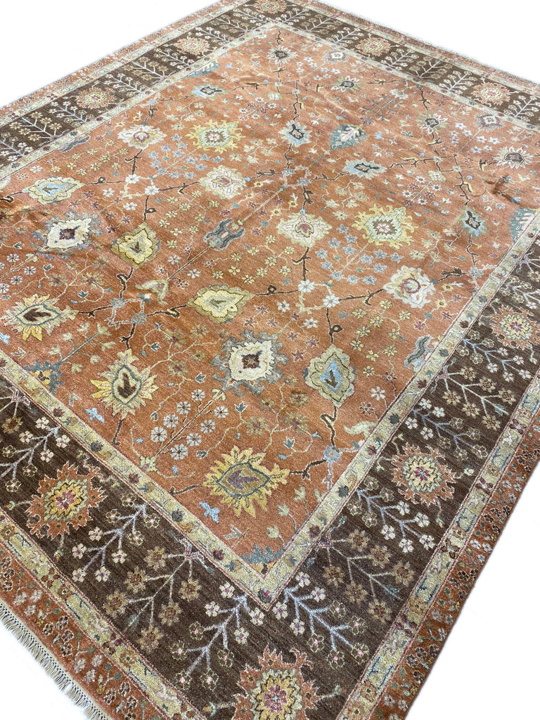 8.1 x 10.0 Nice Quality Wool Agra Rug RUST BROWN #F-6519