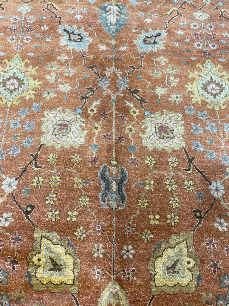 8.1 x 10.0 Nice Quality Wool Agra Rug RUST BROWN #F-6519