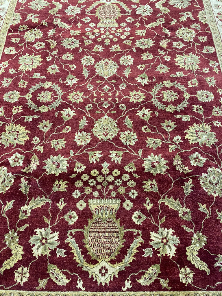 8 x 10 Beautiful Quality Wool Handmade Rug BURGUNDY #F-6522