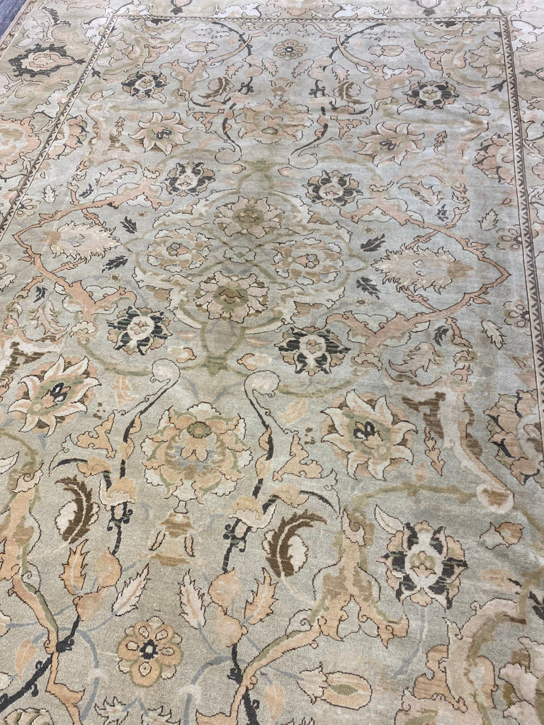 10.1 x 14.3 Light Mint Green Handmade Chobi Peshawar Handmade Rug #F-6525