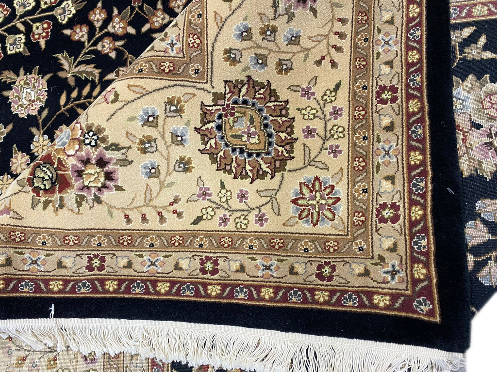 8.6 x 11.6 Quality Wool and Silk Handmade Rug BLACK #F-6531A