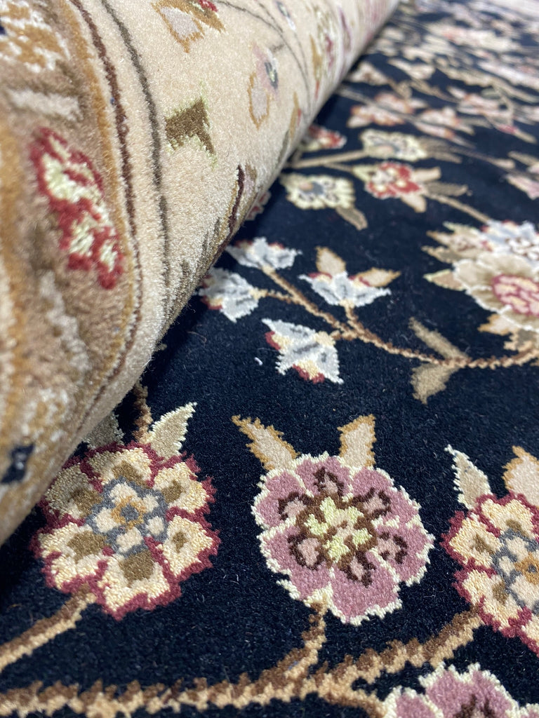 8.6 x 11.6 Quality Wool and Silk Handmade Rug BLACK #F-6531A