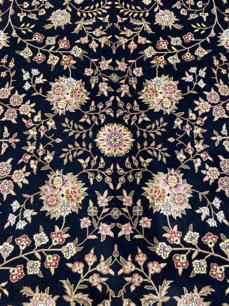 8.6 x 11.6 Quality Wool and Silk Handmade Rug BLACK #F-6531A