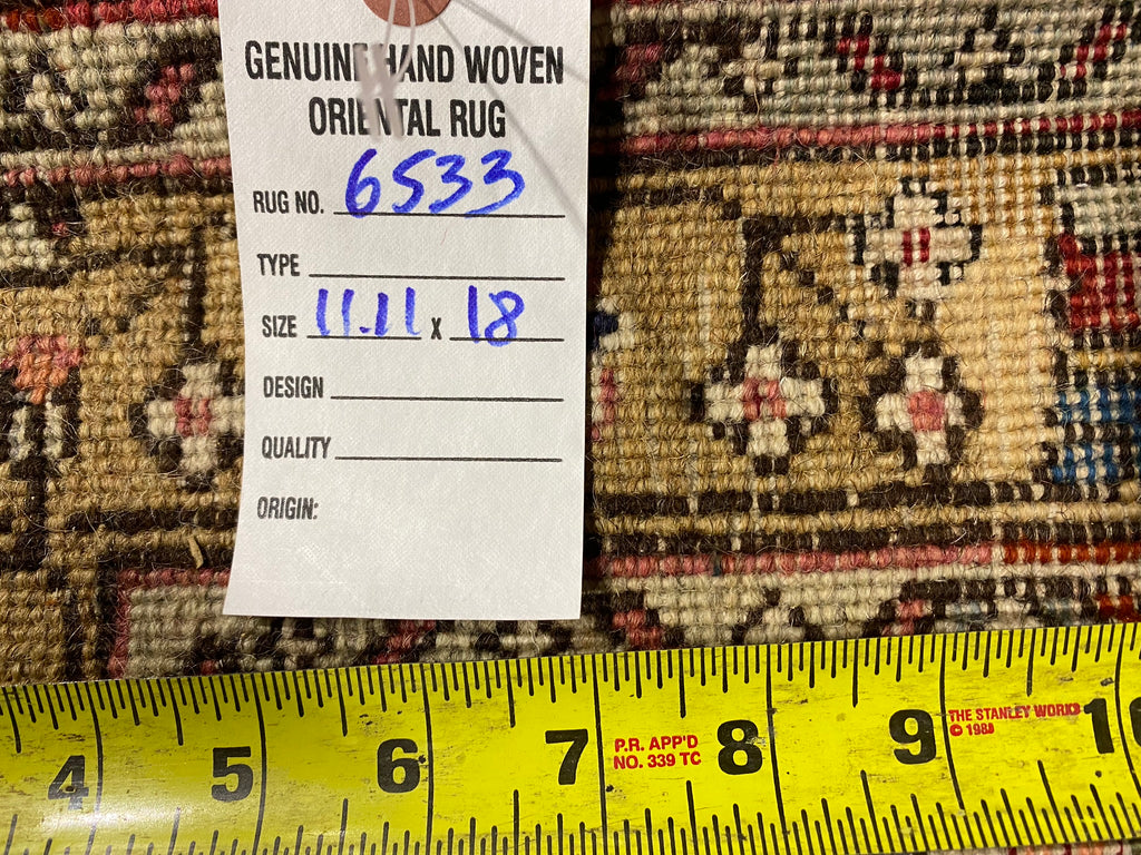 11.11 x 18 Authentic Persian Tabriz Wool Large Rug #F-6533