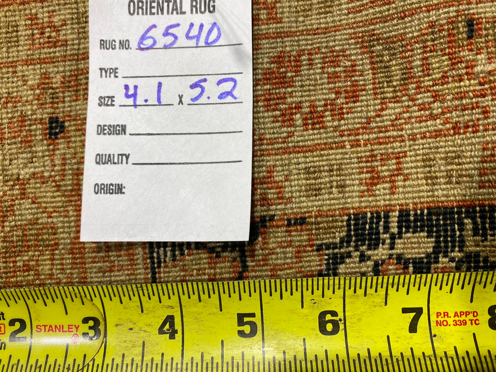 4.1 x 5.2 Authentic Antique Persian Tabriz Haj Jalili Rug 1900's #F-6540