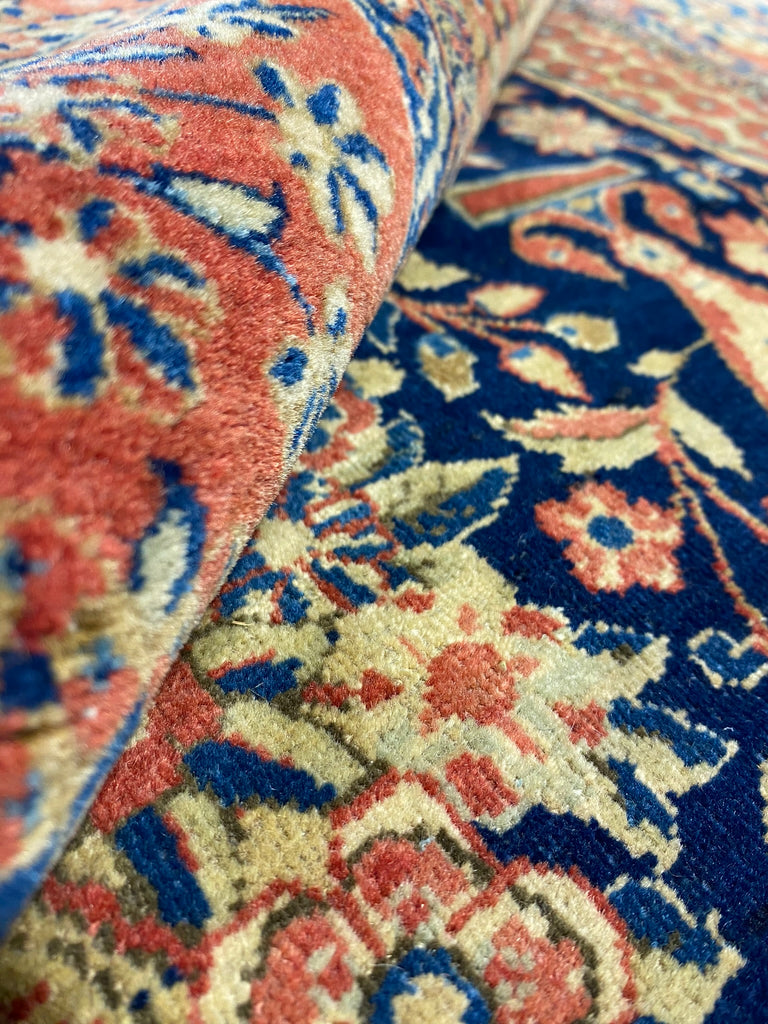 4.2 x 7.0 Authentic 1930's Antique Persian Debir Kashan Rug Prayer Vase AMAZING CARPET #F-6543