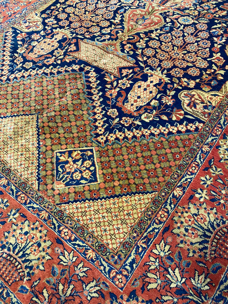 4.2 x 7.0 Authentic 1930's Antique Persian Debir Kashan Rug Prayer Vase AMAZING CARPET #F-6543