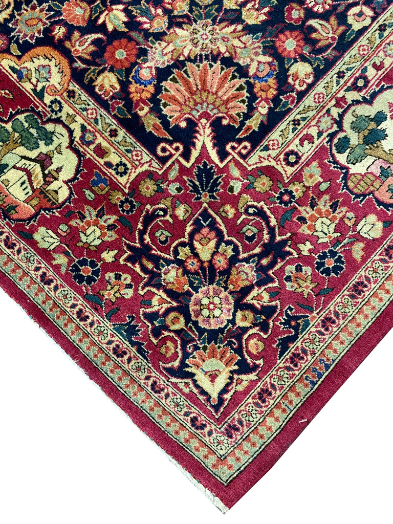 4.5 x 6.8 Authentic Antique Persian Jozan Rug 1950's #F-6546