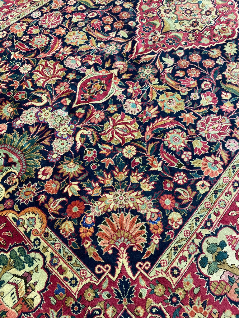 4.5 x 6.8 Authentic Antique Persian Jozan Rug 1950's #F-6546