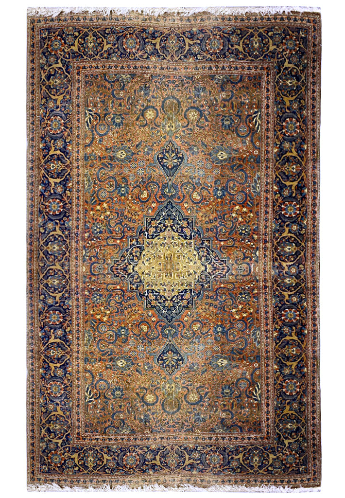 4.3 x 7.1 Mohtasham Kashan Authentic Antique Persian Estate matserpiece Collectible Rug #F-6547