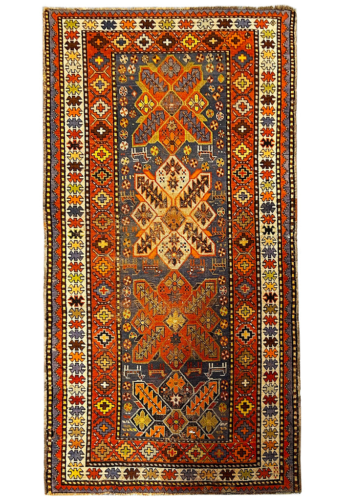 4' x 8' Rust-Antique-Russian-Kazak-Runner-Light-Blue .jpg
