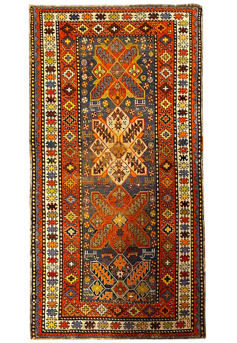 4' x 8' Rust-Antique-Russian-Kazak-Runner-Light-Blue .jpg