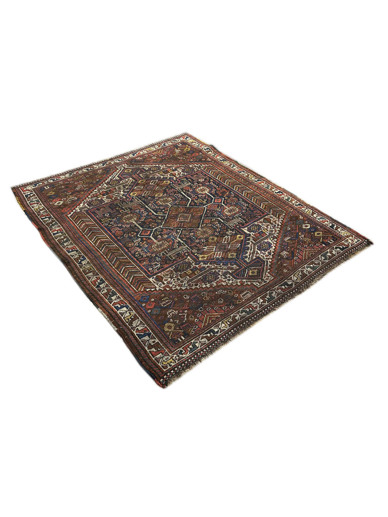 5.3 x 6.3 Antique Squarish Persian Heriz Rug 25722B