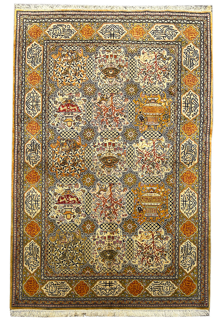 5.5 x 8.5 Multi-Color Persian Tabriz IRANIAN SCRIPT Rug 13709