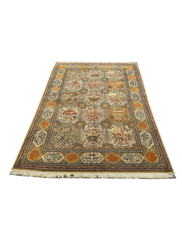 5.5 x 8.5 Multi-Color Persian Tabriz IRANIAN SCRIPT Rug 13709