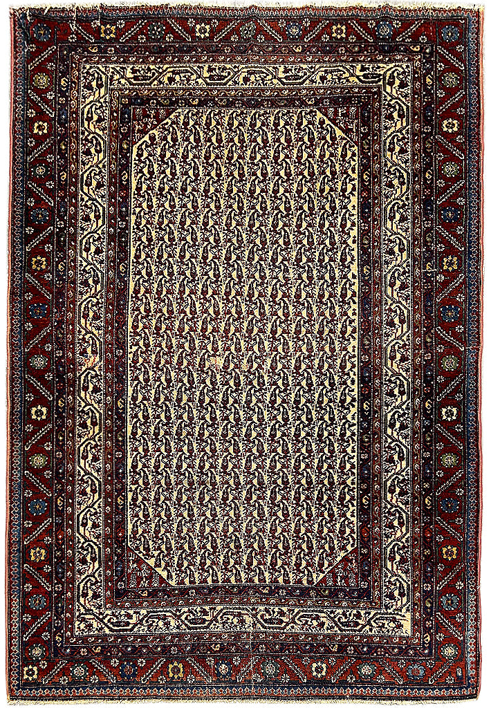 4.6 x 5.10 Antique Persian Seneh Rug 8863