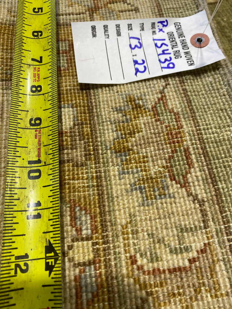 13' x 22' Zigler Chobi Peshawar Rug Neutral Pale Large Green Rug 15439