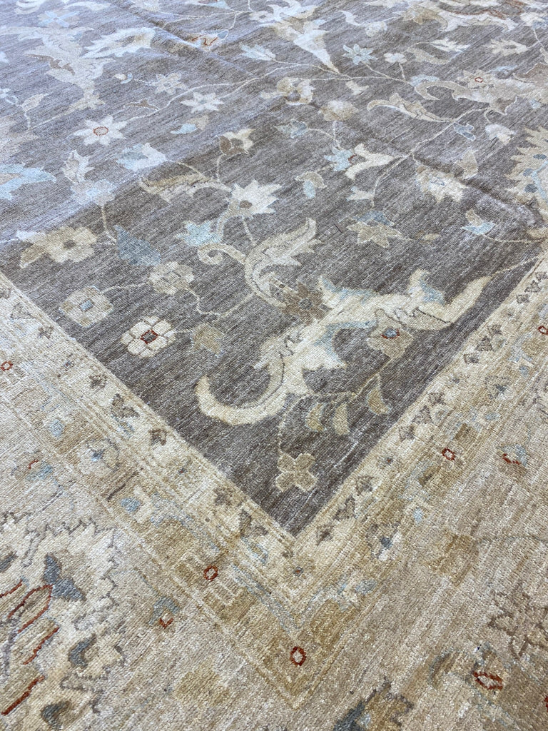 15.8 x 19.8 Large Brown Chobi Peshawar Rug 15430