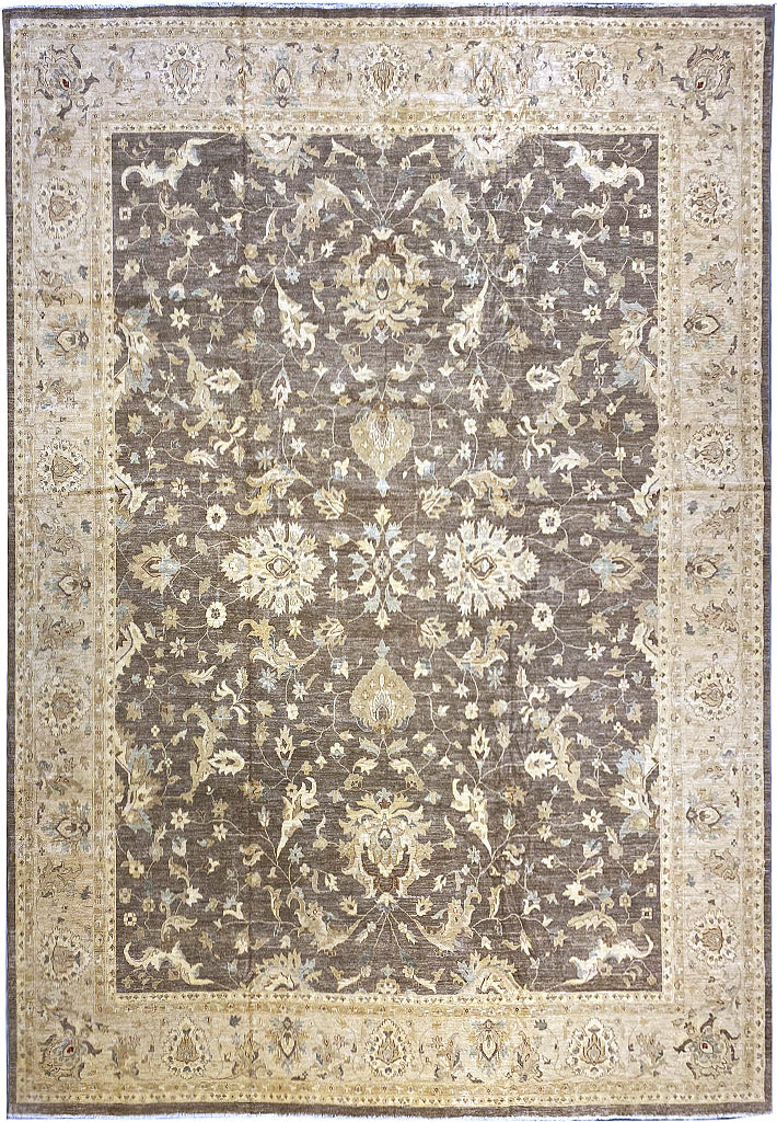 15.8 x 19.8 Large Brown Chobi Peshawar Rug 15430