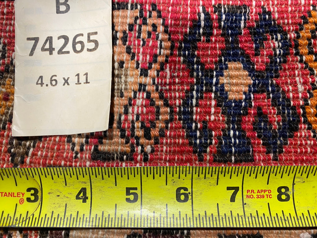 4.6 x 11 Multi-Color Semi-Antique Persian Hamadan Runner Rug 74265