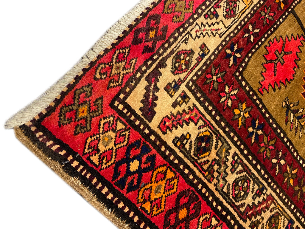4.6 x 11 Multi-Color Semi-Antique Persian Hamadan Runner Rug 74265