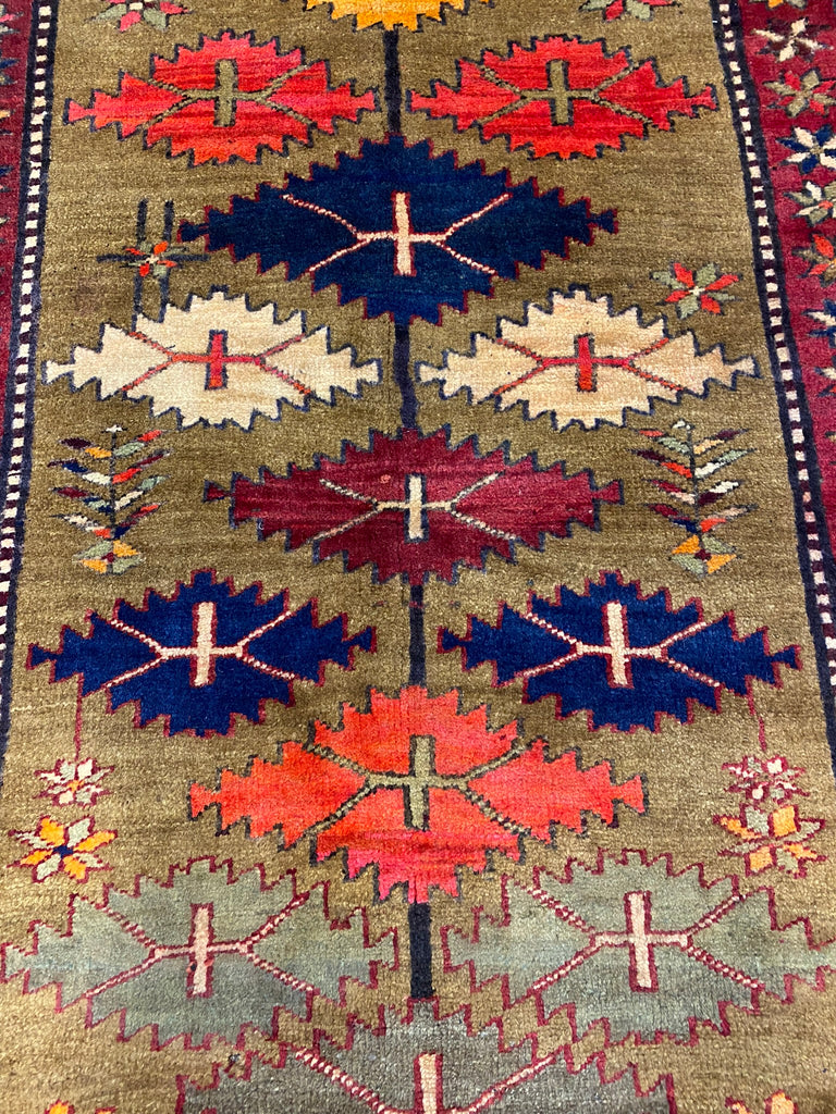 4.6 x 11 Multi-Color Semi-Antique Persian Hamadan Runner Rug 74265
