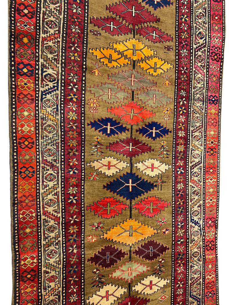 4.6 x 11 Multi-Color Semi-Antique Persian Hamadan Runner Rug 74265