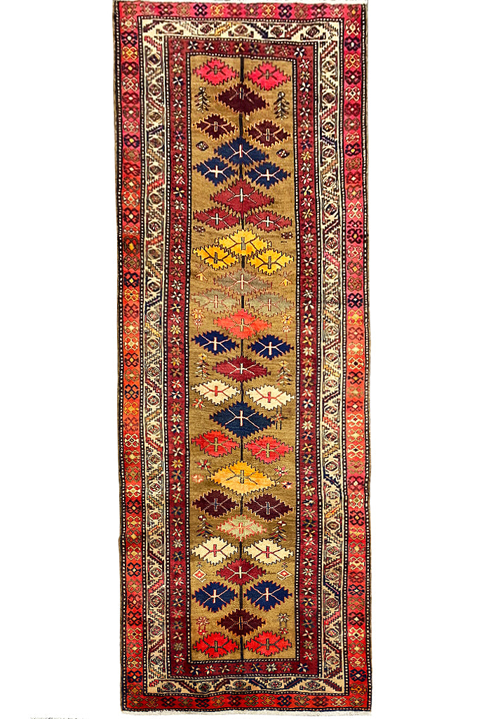 4.6 x 11 Multi-Color Semi-Antique Persian Hamadan Runner Rug 74265