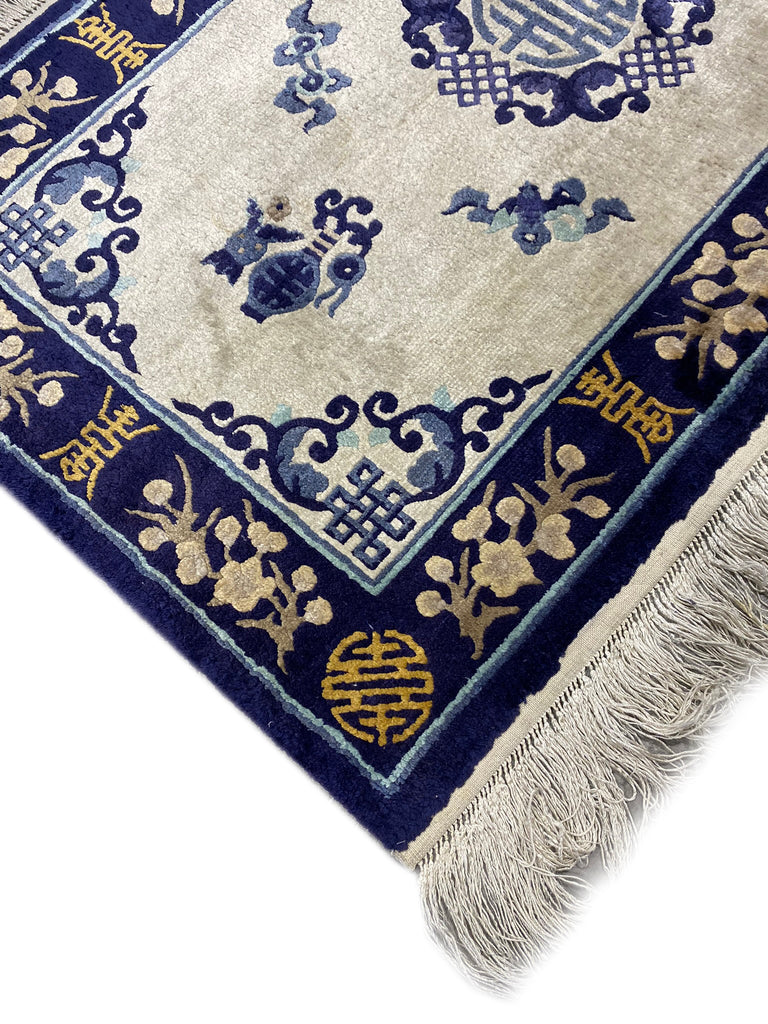 2.5 x 4 Ivory Hand-knotted Art Deco Rug 23676