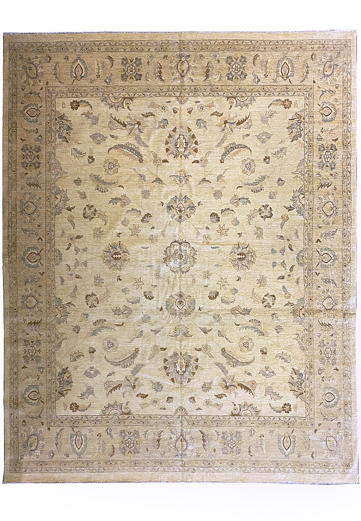 13.9 x 15.7 SQUARISH Beige Chobi Peshawar Large Rug 15455