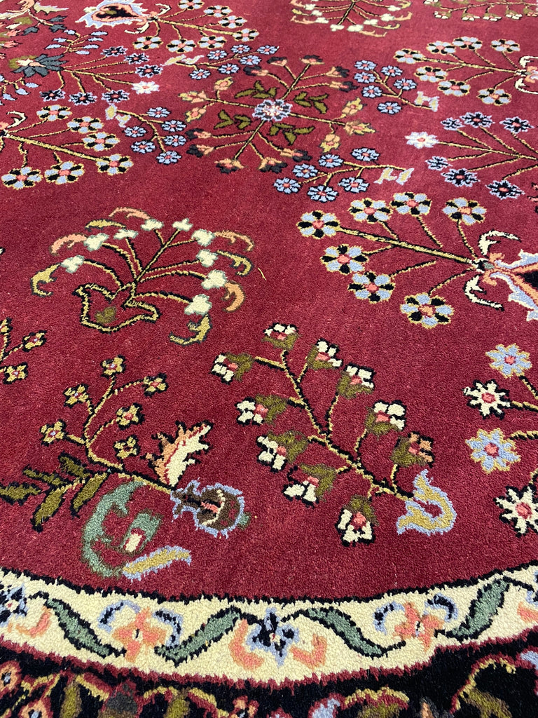 7.9 x 7.9 ROUND Sarouk Rug Handmade India Wool Carpet #F-6586