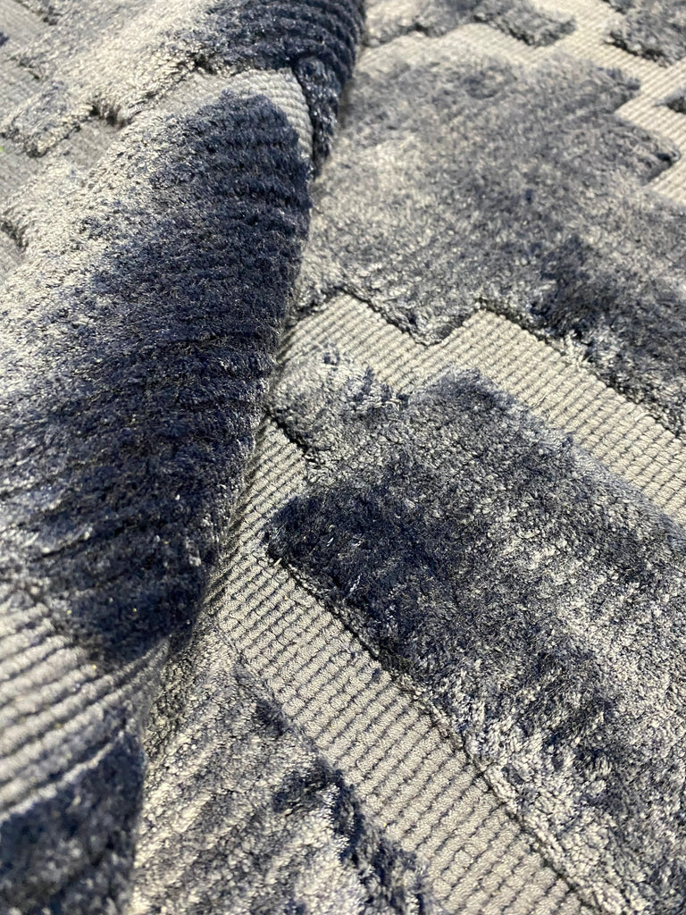 9.3 x 12 SOLID BLUE Contemporary Handmade India Rug #F-6591