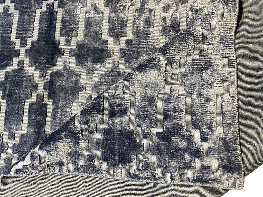 9.3 x 12 SOLID BLUE Contemporary Handmade India Rug #F-6591